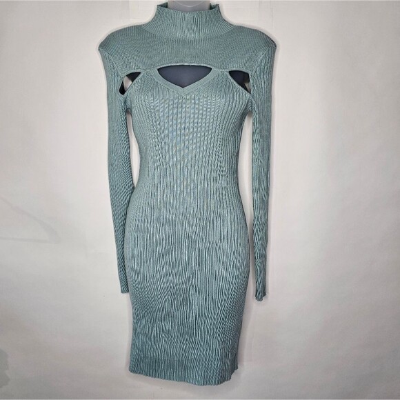 4/$35 Cliche Blue Cutout Ribbed Sweater Dress - Picture 2 of 8